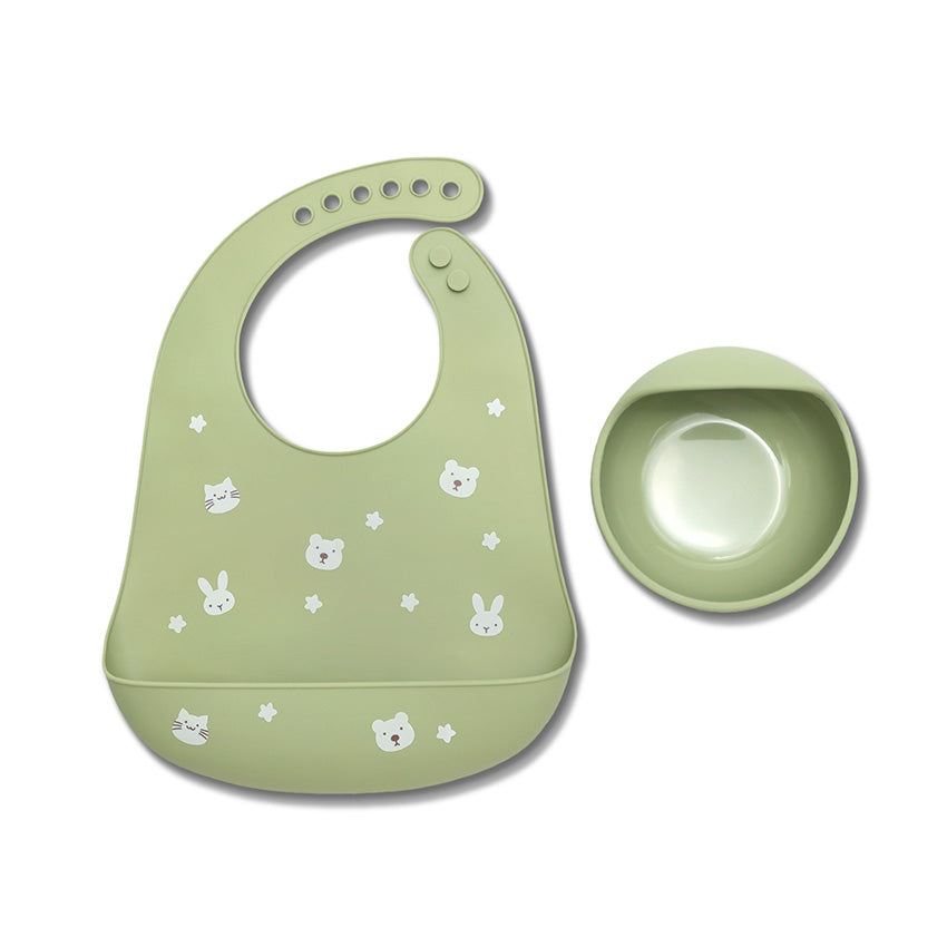 Силиконов Сет За Хранене 2Части Fresh Green