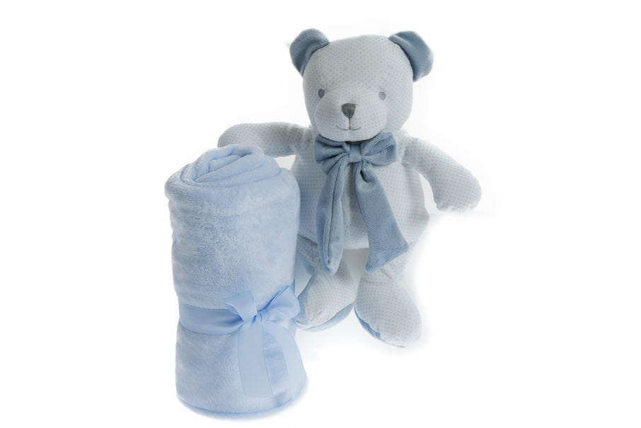 Одеало 80х110 + Играчка Мече, Синьо Gamberritos
