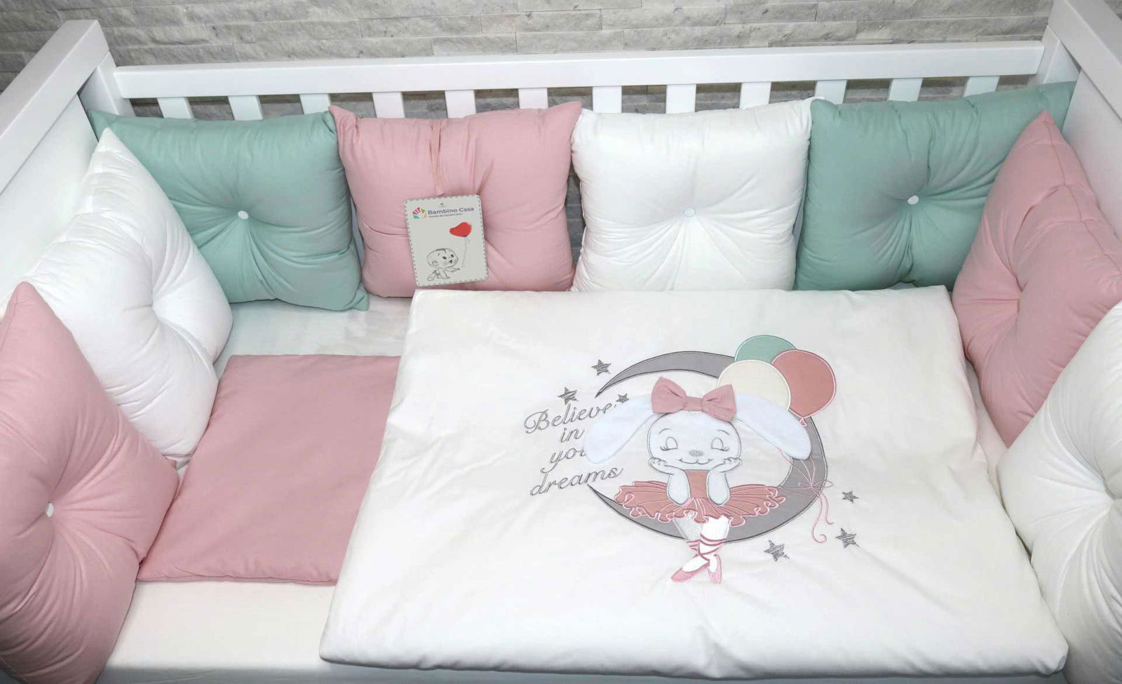 12Ч.Луксозен Спален К-Т Bambino Casa Pillows Rosa --- BebeMama