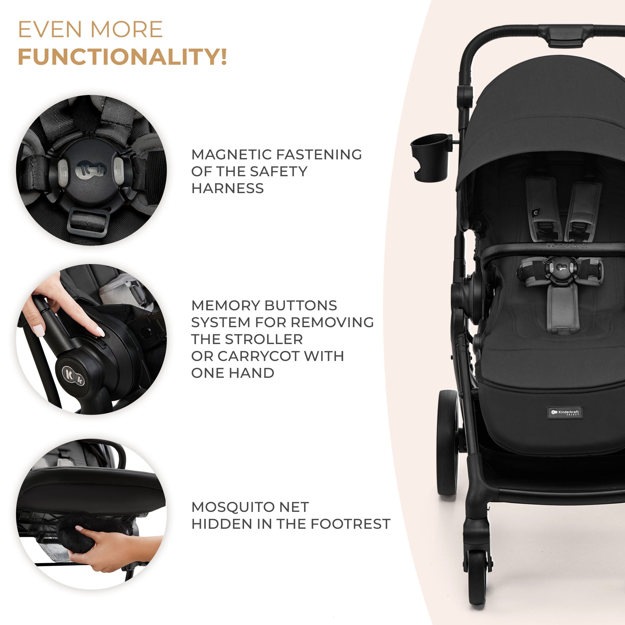 Yoxi Бебешка Количка 3в1 Moonlight Grey Kinderkraft