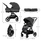 Yoxi Бебешка Количка 3в1 Moonlight Grey Kinderkraft