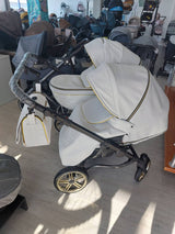 Количка За Близнаци 3в1 Duo Lux 3d Черно + Зелено Adbor