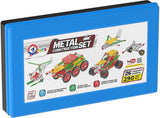 Cutie de plastic Metal Constructor 31X18X4 cu șuruburi, piulițe, unelte și anvelope pentru tehnicieni tineri, 27 de modele