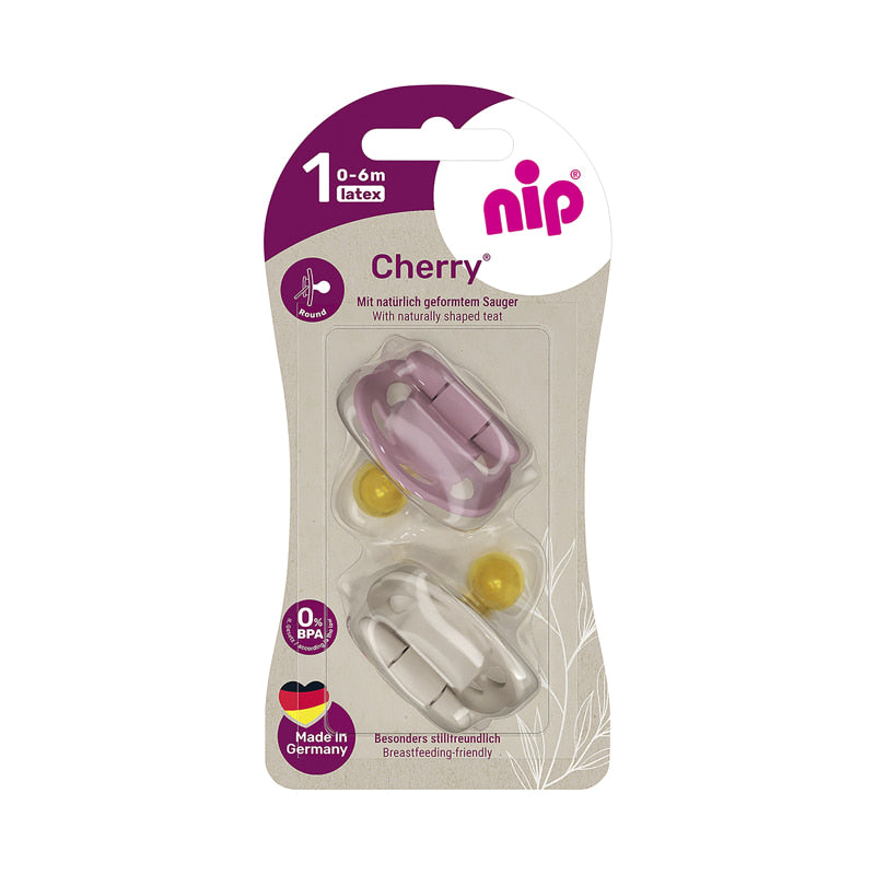 Залъгалка Cherry Розов,бежов Каучук 0 6m. Nip