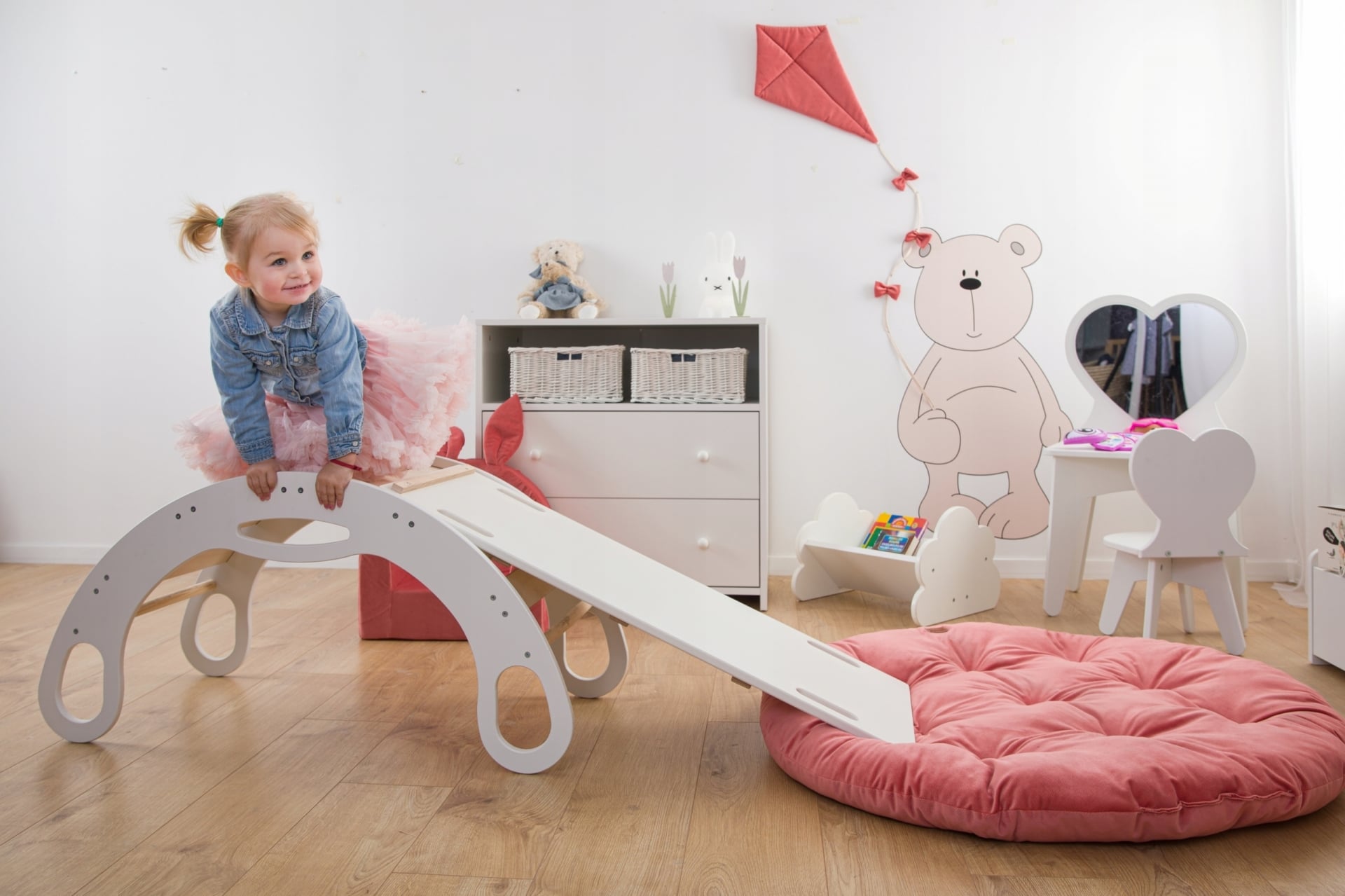 Дървена Монтесори Стьлба + Пързалка За Монтесори Люлка Baby