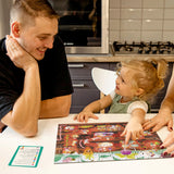 Puzzle pentru observarea lumii subterane, 60 de piese, 18 x 24 x 4, găsiți ce este unde și răspundeți la întrebările de pe cărțile în limba bulgară