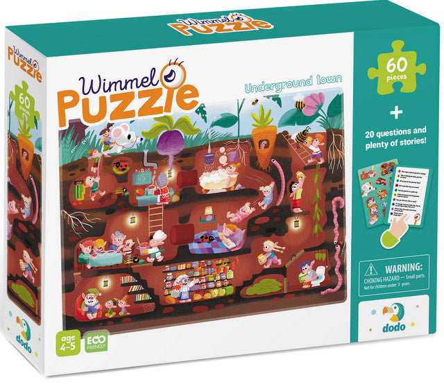 Puzzle pentru observarea lumii subterane, 60 de piese, 18 x 24 x 4, găsiți ce este unde și răspundeți la întrebările de pe cărțile în limba bulgară
