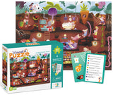 Puzzle pentru observarea lumii subterane, 60 de piese, 18 x 24 x 4, găsiți ce este unde și răspundeți la întrebările de pe cărțile în limba bulgară