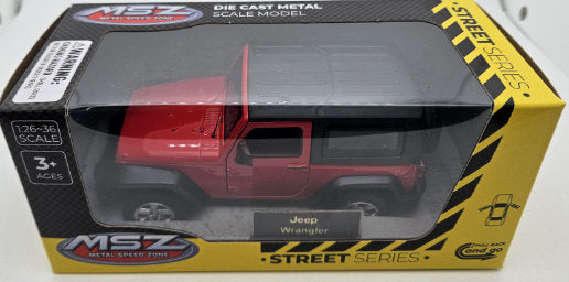 Mașină model metalic precisă 1:32 Jeep Wrangler Boost cu uși și capotă cu deschidere prin tragere