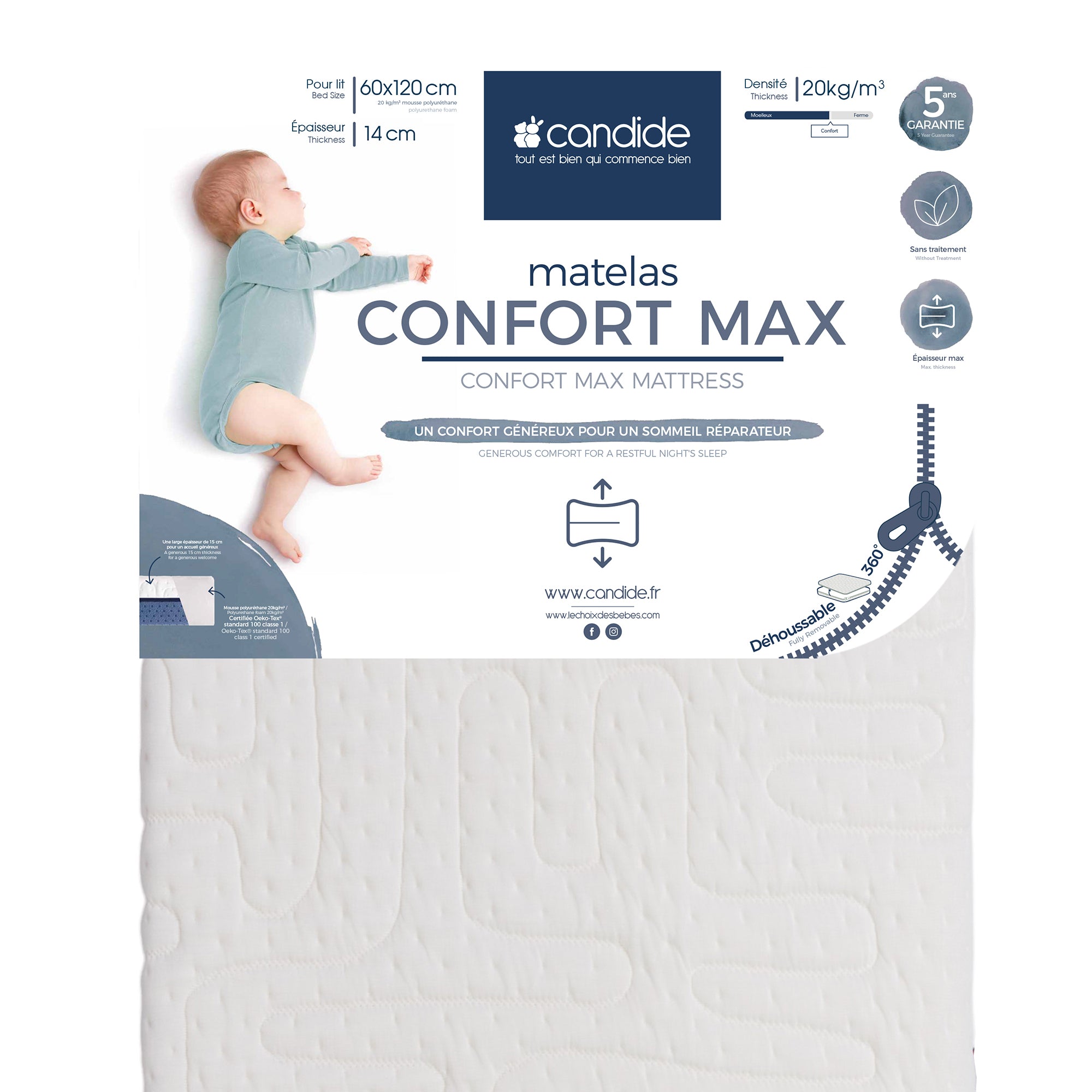 Матрак Confort Max За Легло 60X120См (14См Дебелина) Candide bebemama