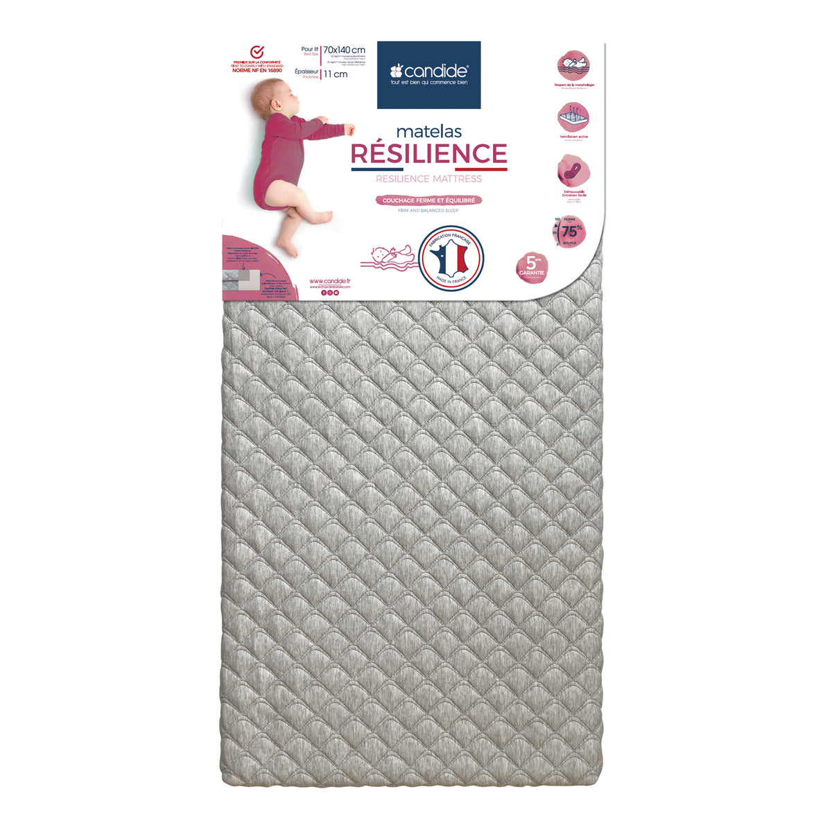 Ergonómikus és Fenntartható Babamatrac Kiságyba 60X120Cm (11Cm Vastag) Candide