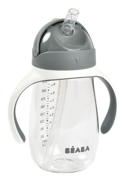 Cană anti-vărsare Beaba cu pai 300 ml – Gri mineral