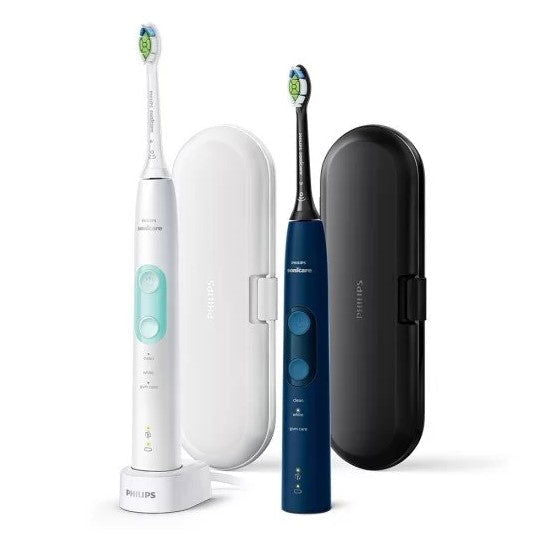 Philips Sonicare К-Кт 2 Ел. Четки 5100 Protective Clean Hx6851/34 Brushsync - Бял+Т.Син -  -  - BebeMama