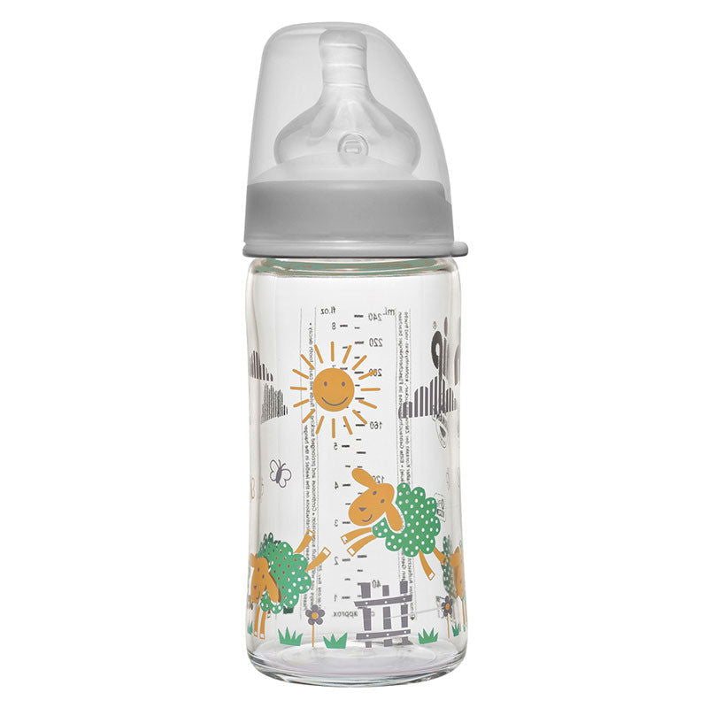 35064 Шише Стъкло 240 Ml Силикон 0M+ Flow М Girl --- BebeMama