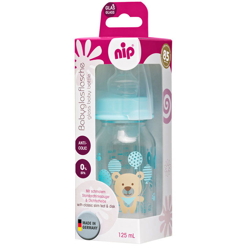 35069 Шише Стъкло 125 Ml Силикон 0-6M Boy Flow S --- BebeMama