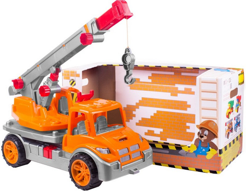 Камион Автокран Стрелата Се Вдига Мърда Напред И Се Върти На 360 Гр Куката Се Движи 57х30х26 Julia