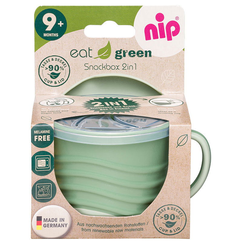 37069 Чаша С Капак 2В 1 Eat Green 9М Зелен --- BebeMama