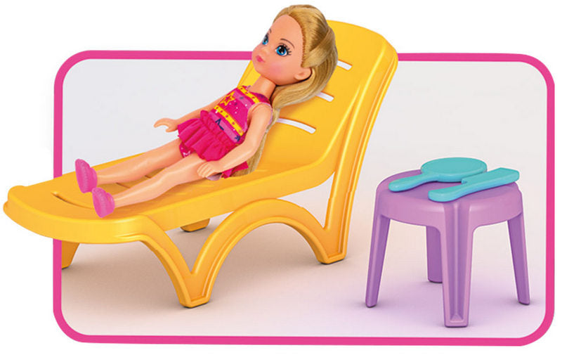 Casa de vacanță a Lolei, constructor, cu păpuși și mobilier, casă DIY cu trei etaje, piese mari, 40 el., 13x51x37