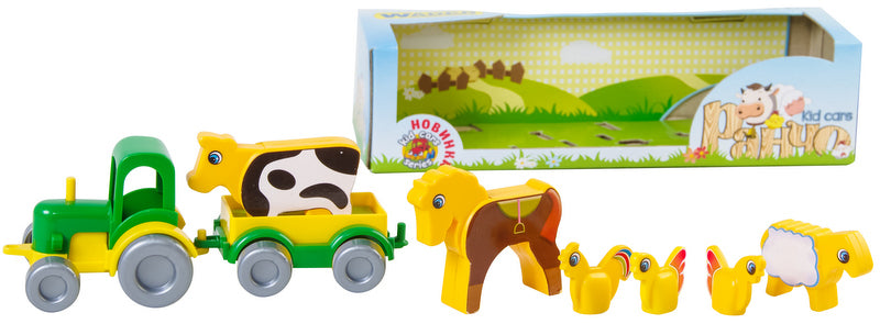 Set tractor cu remorci și animale 30x10x8