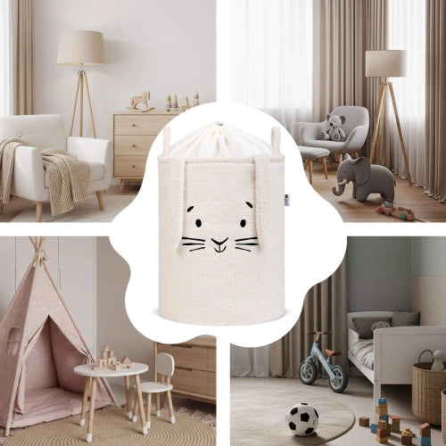 Kош За Съхранение На Играчки Xl С Връзка, Кремаво Зайчe Sipo