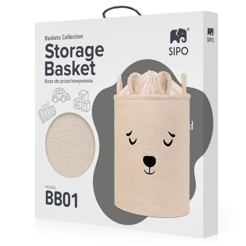 Кош За Съхранение На Играчки Xl С Връзка, Бежово Мече Sipo