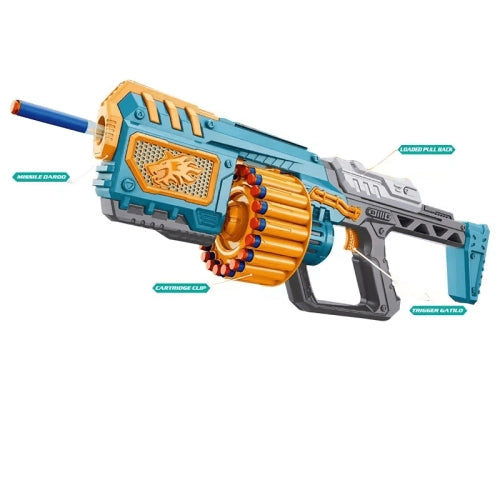 Pușcă pentru copii cu tambur și 32 de cartușe moi în set de pistol cu ​​arme de foc