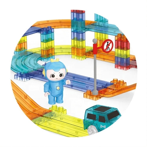 Pistă magnetică Fagor pentru copii cu cărucioare și figurine cu 240 de piese