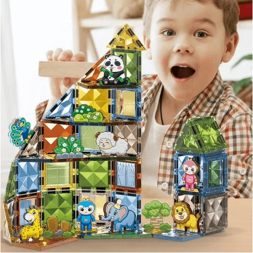 Магнитен Конструктор За Деца Zoo Park С 82 Части И Фигурки