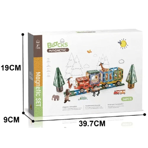 Set de construcții magnetice pentru copii, labe, cu figurine și 56 de piese