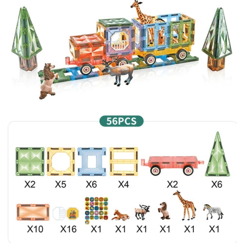 Set de construcții magnetice pentru copii, labe, cu figurine și 56 de piese