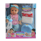 Pisilő baba kiegészítőkkel, kék ruha, Bat 16713 Raya Toys