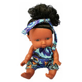 8"-os babák, afroamerikai, hosszú hajú, overállos, Raya Toys