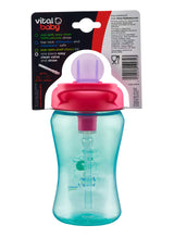 Неразливащо се шише със сламка 12м+ 340мл. синьо Vital Baby