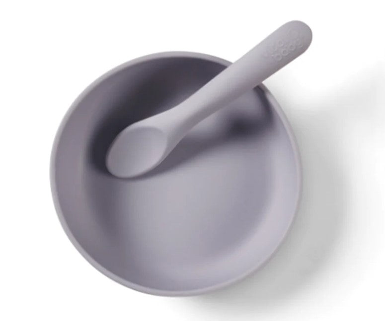 Set cană și linguriță vidată din silicon Violet Vital Baby