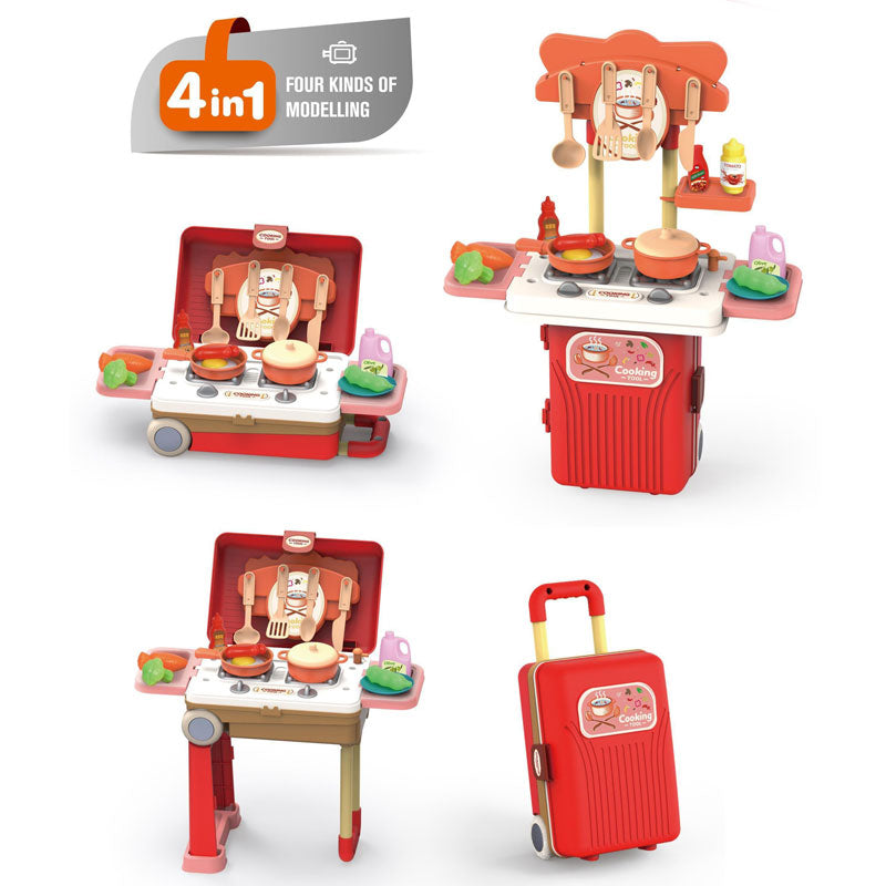 Кухня Куфар Червена 19 Части 4в1 В Кутия Raya Toys