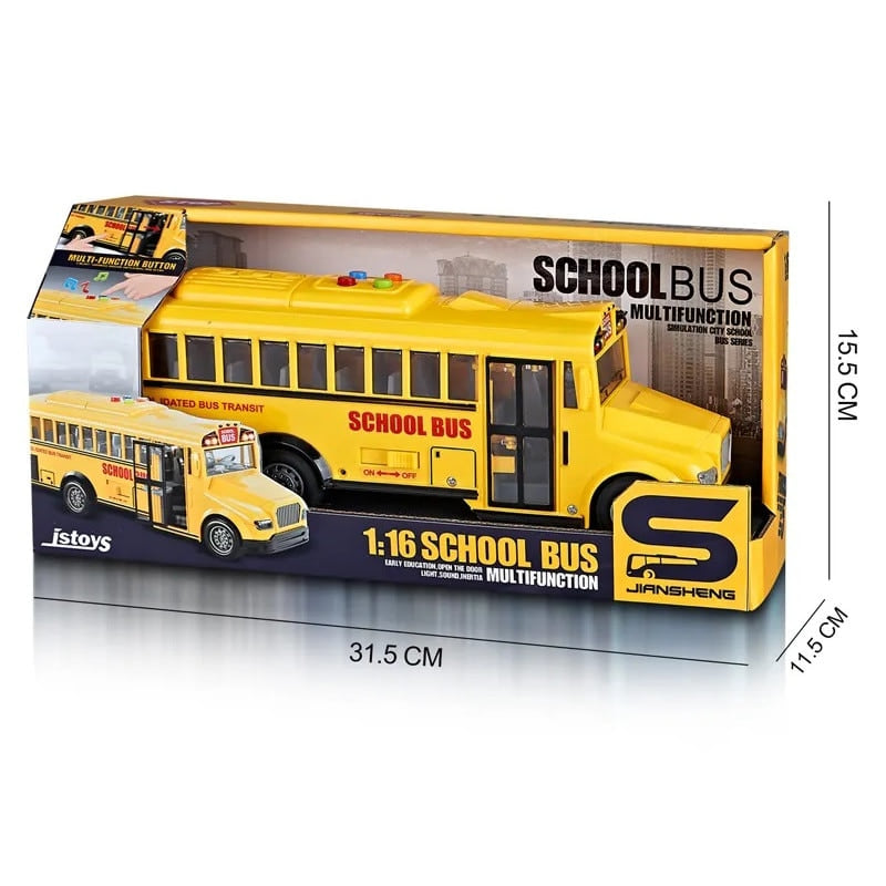 Ученически Автобус 1:16 С Музика И Светлини Жълт Raya Toys
