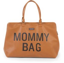 Geantă Mommy Bag maro, aspect piele