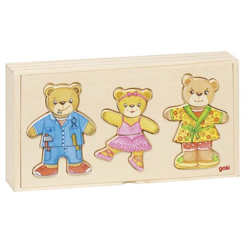 Urși de puzzle să se îmbrace într-o cutie de lemn
