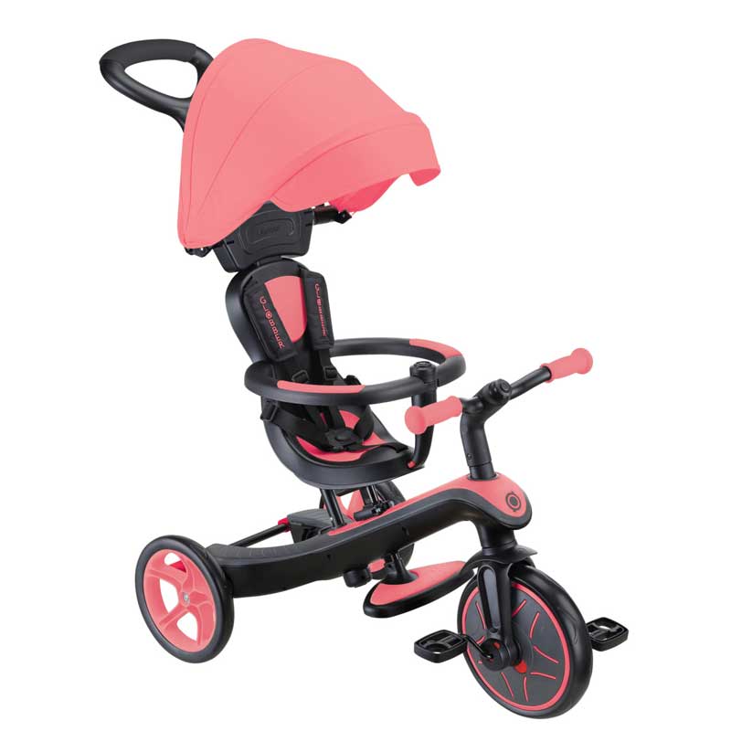 Tricicletă Globber Explorer 4 în 1 cu baldachin - Roz