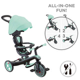 Tricicletă Globber Explorer 4 în 1 cu baldachin - Verde Mentă