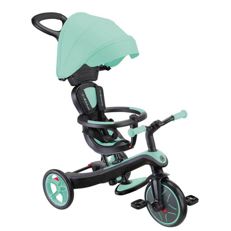 Tricicletă Globber Explorer 4 în 1 cu baldachin - Verde Mentă