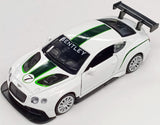 Mașină model metalică precisă 1:43 Bentley Continental GT3 cu amortizoare și uși care se deschid