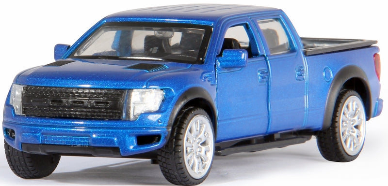 Mașină model metalic precisă 1:52 Ford F-150 Svt Raptor cu amortizoare și uși care se deschid