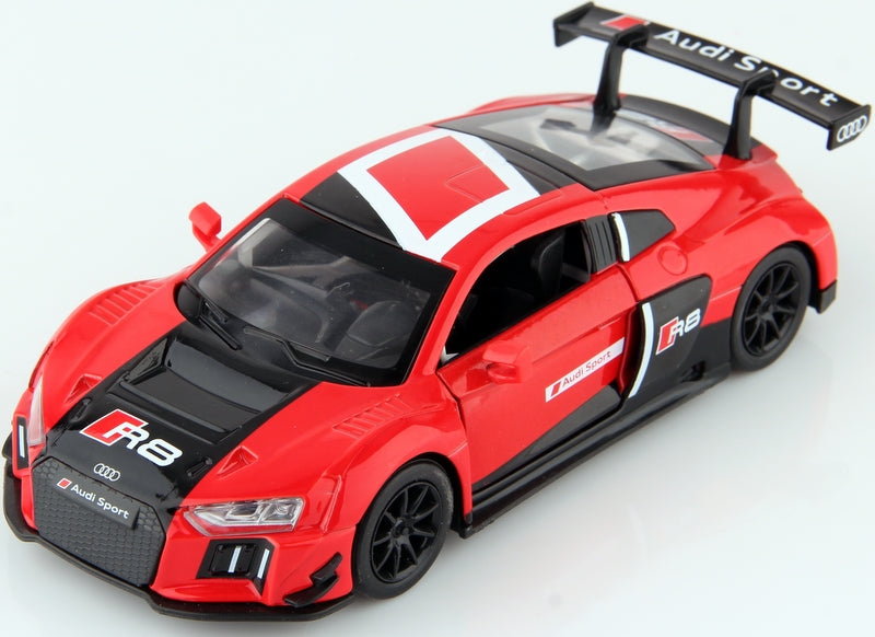 Mașină model metalic precisă 1:32 Audi R8 LM Power Up cu uși de deschidere prin tragere, lumină și sunet la apăsarea capacului sau la deschiderea ușii