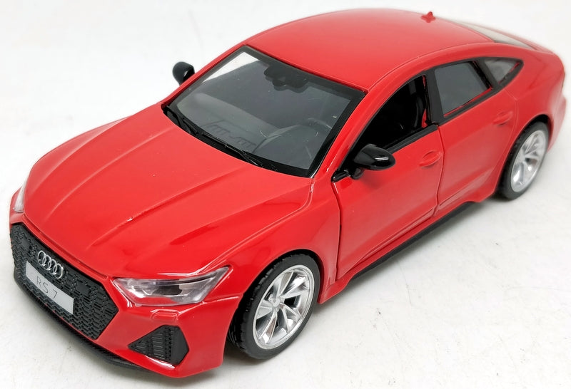 Mașină model metalic precisă 1:35 Audi RS 7 Sportback Power Up cu uși de deschidere prin tragere, lumină și sunet la apăsarea capacului sau la deschiderea ușii