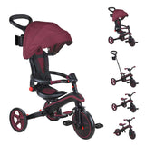 Tricicletă pentru copii 4 în 1 Globber Explorer, pliabilă, culoare vișinie