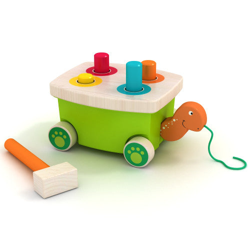 Дървена Костенурка С Колелца И Чукче - Дървени Играчки - Smartbaby - BebeMama