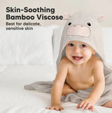 Prosop cu glugă pentru bebeluși, fabricat din bambus organic, Hippo Keababies