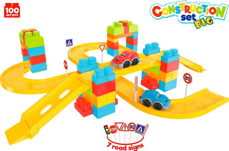 Писта Конструктор 100 Части С Колички И Пътни Знаци 37Х28Х20 См --- BebeMama