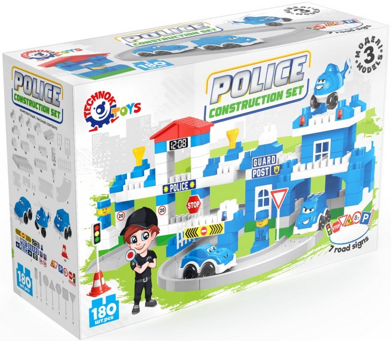 Set de construcții Poliție 180 Piese 3 Modele cu Șină 38X25X14